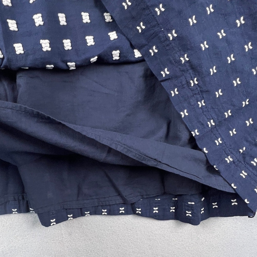 Madewell Mini Dress Womens Small Navy Blue Embroidered Bow Dobby V-Neck Boho - Picture 10 of 14